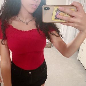 Cute red ruffle shirt